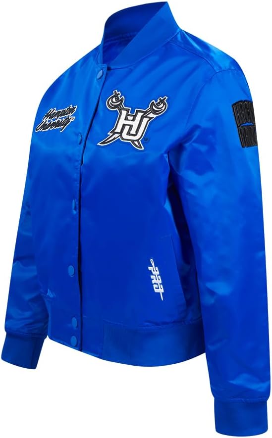 Pro Standard Womens College Hampton University Classic Essentials Satin Jacket Royal Blue Xl