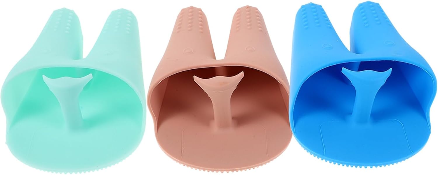 3pcs Silicone Face Scrubber Exfoliating Face Washer Brush Mini Facial Cleansing Tool for Women and Men with Rabbit Design for Deep Pore Cleaning and Blackhead Removal