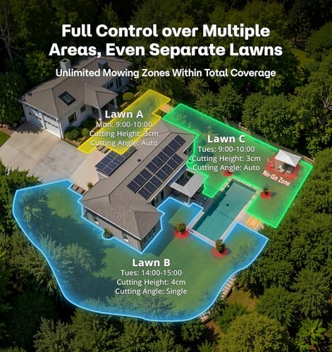 Image of T1200Pro Robot Lawn Mower with L-Shape Wall Mount Rod, No Wire Automatic Robot Mower, Ride-on Edge Mowing, Multiple Zones Management, AI Obstacle Avoidance, for Lawn Up to 0.37 Acre