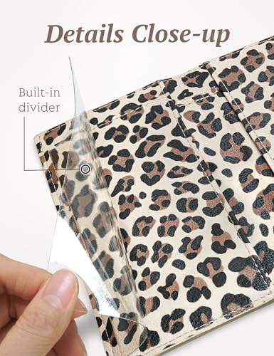 Image of Yarnic Checkbook for Personal Checkbook Holder (Light Brown Leopard) | Checkbook Covers with Pen Holder and Built-in Clear Plastic Divider for Duplicate Checks