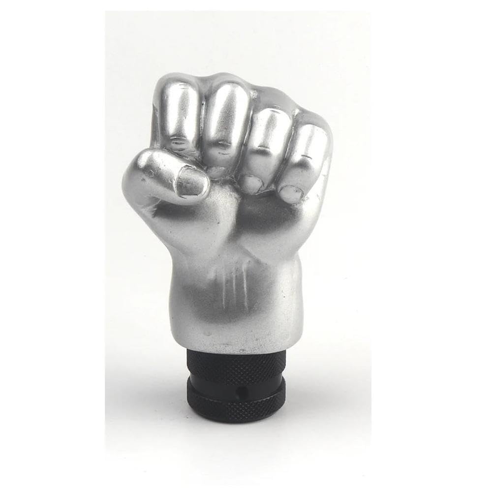 HYASDBWE Car Styling Resin Car Gear Shift Knob Resin Fist Shape Gear Shift Knob Shifter Lever Stick Universal Manual Transmission Gear Shifter Parts(Silver)