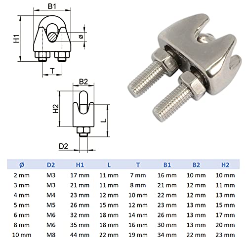 Image of 4 mm Stainless Steel U - Bolt Type Wire Rope Clip Clamp Regular for BOAD Heavy Duty U-Bolt Type Wire Rope Clip Clamp (10)