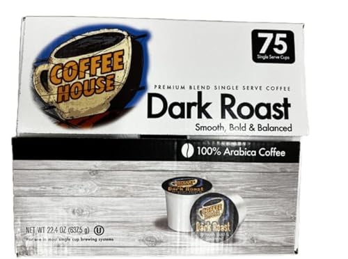 Coffee House Premium Single Serve Coffee, Dark Roast, 75 count.