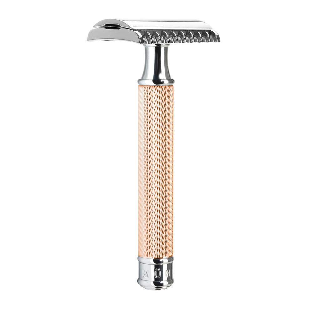 Set Afeitado Mühle Brocha Afeitar Tejón Punta Plata & Maquinilla Tradicional Oro Rosa R41