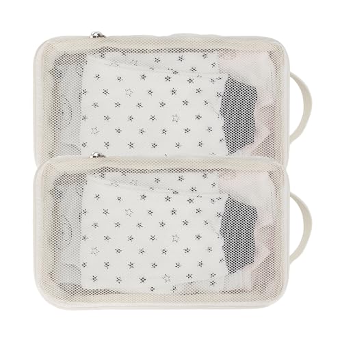 Image of MOMIGO Baby Diaper Bag Organizer Pouches - 2 Pack Waterproof Pod Hanging Diaper Bag Mesh Bag Reusable, Washable or Baby Cloth Diapers (White)