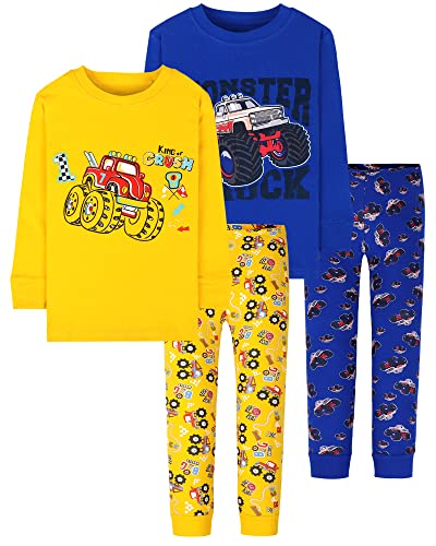 Image of DAUGHTER QUEEN Monster Truck Pajamas for Boys Toddler Kids Cotton Long Sleeve Pjs 3T Child Pj Sets Jammies Sleepwear Clothes Size 3 Years Pajama Shirts Pants Tops
