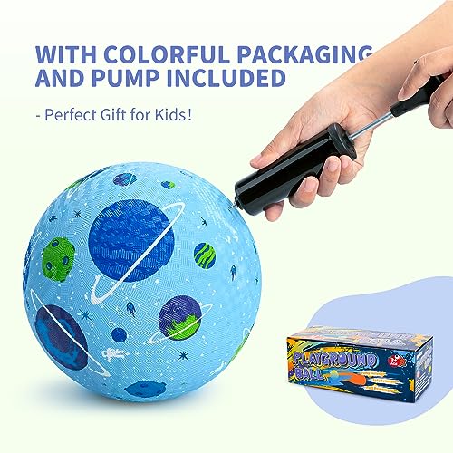 ZOOJOY Pack of 2 Cartoon Playground Balls, Balls for Toddler 1-6, 8.5\" Rubber Ball Bouncy Kickball, Indoor & Outdoor Ball Game for Kids with Pump - Thumbnail 5