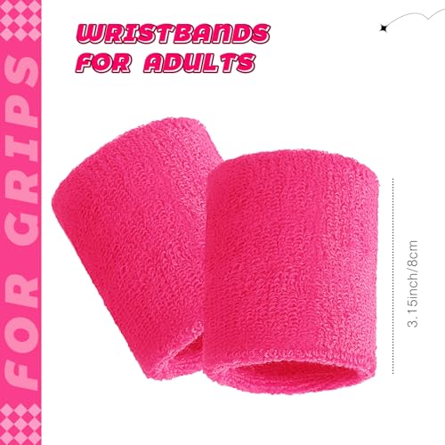 Image of Bememo 24 Pcs Wrist Sweatbands Bulk Sports Wrist Bands for Men Women Breathable Athletic Tennis Wristbands Stretchy Absorbent Cotton Terry for Basketball, Baseball, Gym, Working Out