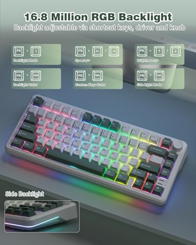 Image of L75 75% Mechanical Keyboard, Wireless Gaming Keyboard with Multifunction Knob, Creamy Gasket Structure, Hot Swap, RGB Backlight, PBT Keycap, Custom Driver, Compact Layout for Win /Mac /PC