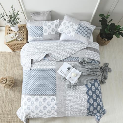Ropa de cama individual Finlonte de algodón colcha ligera patchwork dormitorio 7