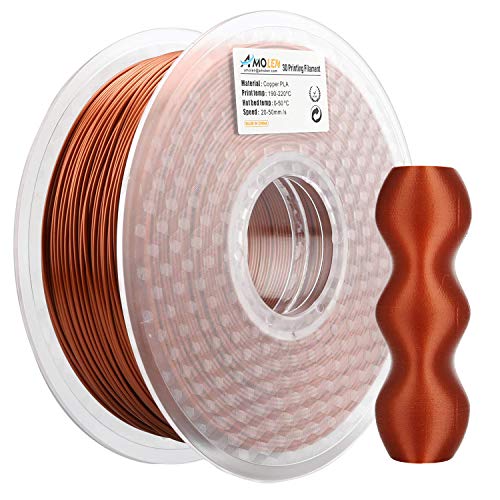 AMOLEN PLA 3D Printer Filament, 1.75mm, Frosted Copper 1 kg Spool, Includes Sample Color Changing with Temperature Green to Yellow Filament