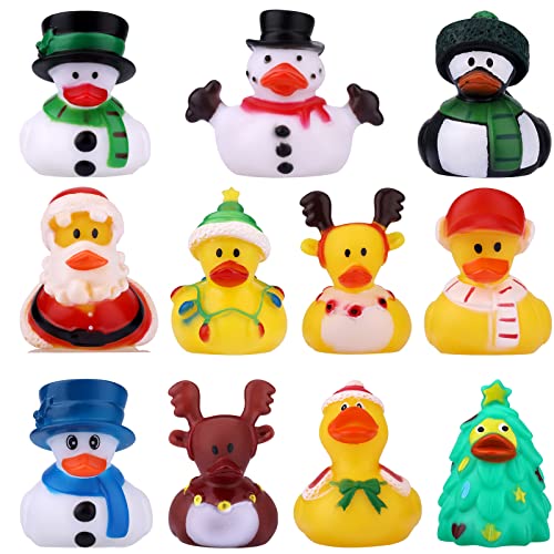 11 Piezas de Patos de Goma de Navidad, Patitos de Goma Baño Lindos Juguetes de Pato de Baño para Celebraciones Navideñas Suministros para Fiestas Regalos