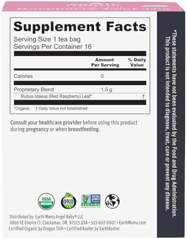 Earth Mama Organic Red Raspberry Leaf Tea | Labor Prep & Menstrual Support Herbal Tea, Pregnancy & Postpartum Care Recovery | 32 Teabags | Caffeine Free & Non-GMO - 1