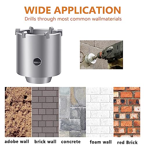 Reetai-Four 10Pcs Sds Plus Concrete Hole Saw Kits, Tungsten Carbide Wall Hole Cutter Cement Stone Drill Bit Sets With Connecting Rod For Brick Stone Concrete Cement. #TOP2