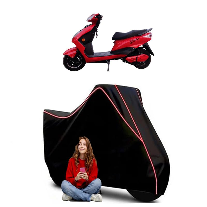 Image of Battre Electric Scooty Bike Cover Water Resistant Outdoor Use Universal Fit Scooters Motorcycles Heavy Duty UV Protection Dust Rain Scratch Resistant Elastic Bottom Black Blue Piping
