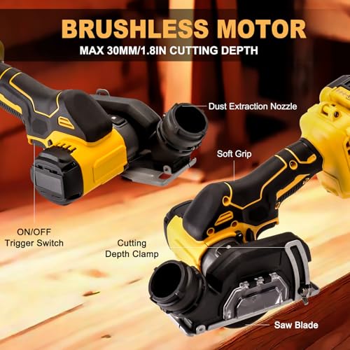 Cordless Cut Off Tool Compatible with Dewalt 20V MAX Battery, tile Saw Brushless and Compact, Tile Cutter with 7 Saw 3” Blades for Soft Metal, Wood, Tile and Plastic (Bare Tool Only)