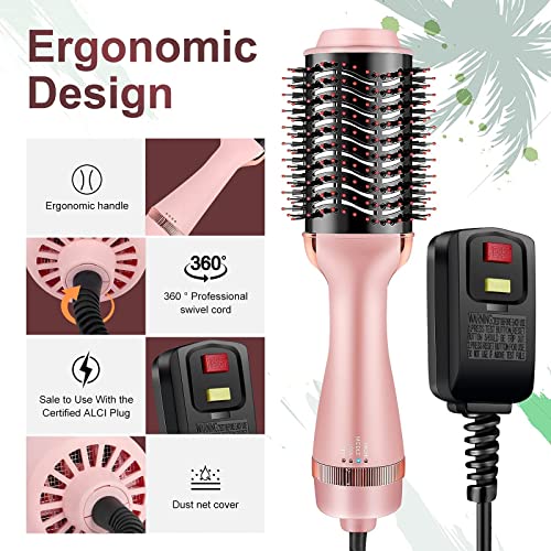 Cosermart Hair Dryer Brush 4 In 1 Blow Dryer Brush With Comb, Upgraded Hot Air Brush With Negative Ion Anti-Frizz Blowout Brush Hair Dryer For Drying, Straightening, Curling, Salon, Hair Volumizer #TOP4