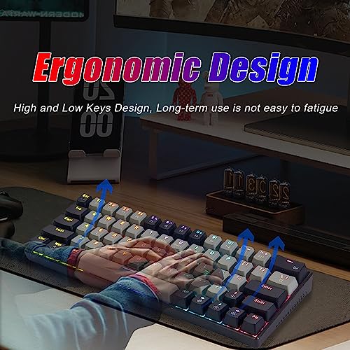 Abucow Mechanical Keyboard Wired Gaming Hot Swappable Gaming Keyboard With Colorful Backlit Custom 63 Keys (Gray) #TOP4