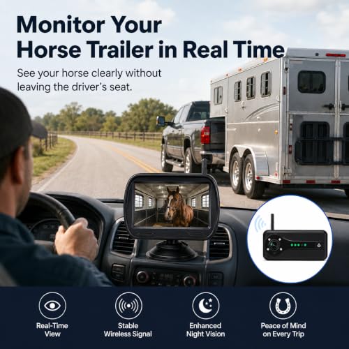 Wireless Horse Trailer Camera with 4.3-Inch Monitor