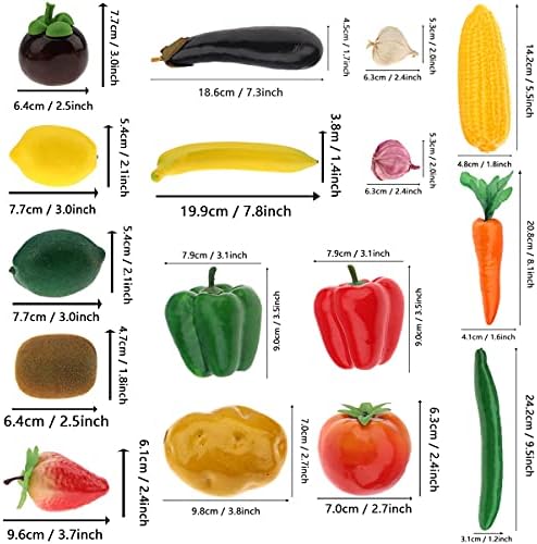 Meiwlong 16 PCS Fake Realistic Plastic Vegetable Artificial Lifelike Fruit Model Decoration Christmas Home Faux Photography Props Garnish Party Festival