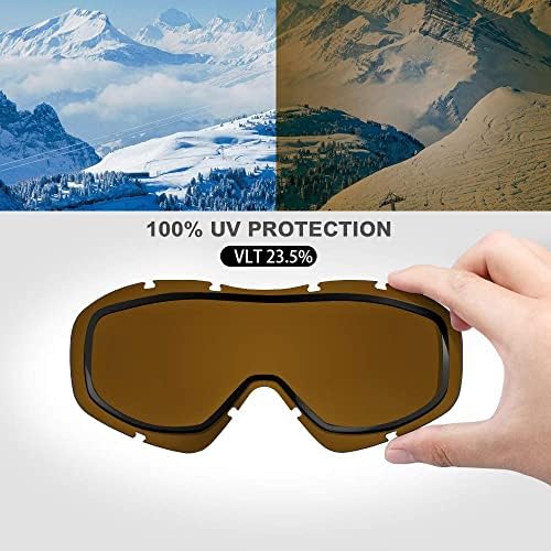 Image of OutdoorMaster OTG Ski Goggles - Over Glasses Ski / Snowboard Goggles for Men, Women & Youth - 100% UV Protection (Black Frame + VLT 24% Orange Lens with REVO Silver)
