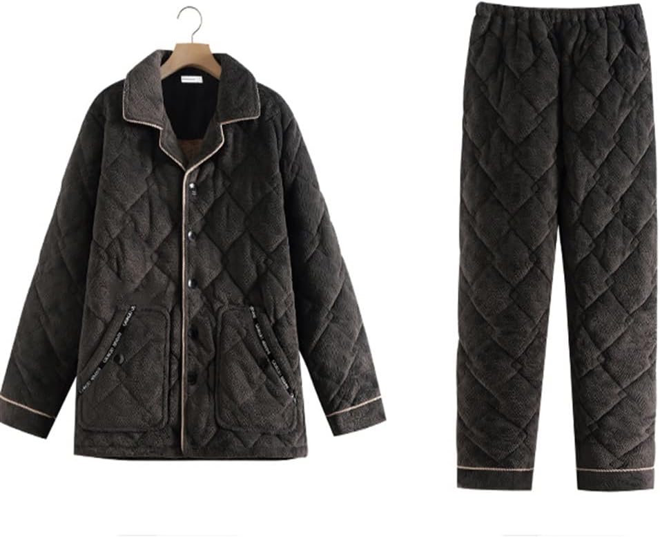 Men's Coral Fleece Flannel Quilted Jacket Three-layer Thickened -thick Velvet Warm Autumn and Winter Models