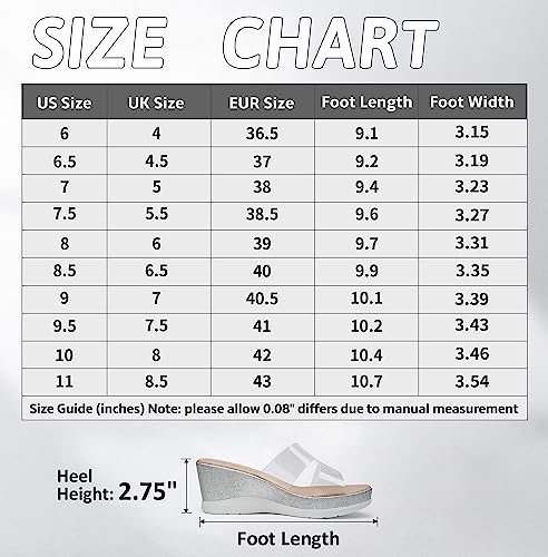 Jeossy Women's Sandals Clear Platform Peep Toe Wedge High Heel Slip On Shoes Size 9.5(Djy825 Clear 09.5) #TOP1