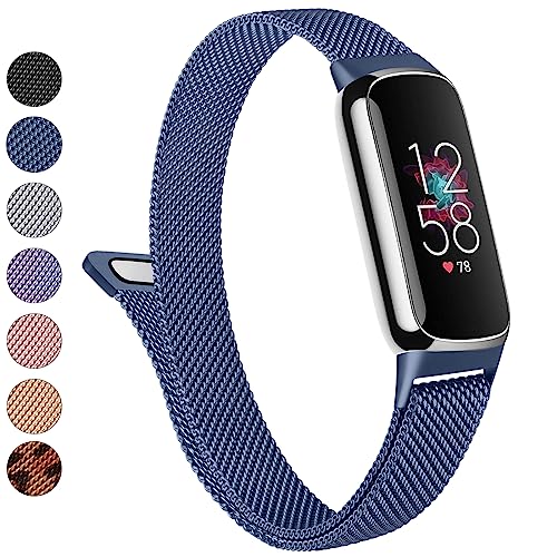 Fitbit Luxe�p���^���o���h ���f�B�[�X �����Y �X�e�����X�X�`�[�� ���b�V�����[�v ���߉\�Ȏ��C���X�g�o���h �����p�X�g���b�v Fitbit Luxe�t�B�b�g�l�X�ƃE�F���l�X�g���b�J�[�ɑΉ� (�T�t�@�C�A�u���[)