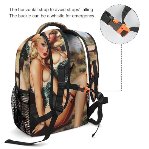 1950s Vintage Pin-up-Girls Letter Mail Box Funny Backpack Casual Daypack Lightweight Shoulders Bag for Men Women Cute Print3