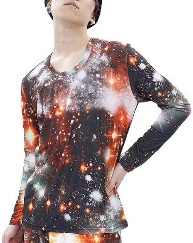 Amazon アンコロック Ankorock 宇宙柄tシャツ ギャラクシー柄tシャツ カットソー ロンt 長袖 オレンジ Tシャツ カットソー 通販