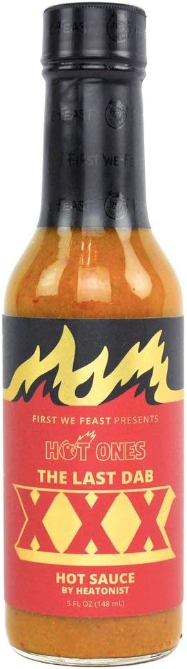 Hot Ones Last Dab Hot Sauce The Last Dab XXX, Pepper X is the World's Hottest Pepper: Chili-Pepper, Chocolate & Peach, Three Distinct Strains Clock Over 3 Million Scoville Heat Units, 5 fl oz Bottle
