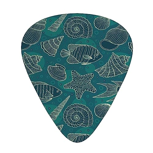 水中の航海パターン ギターピック Guitar Pick 12枚セット ティアドロップ型 エレキギター/アコースティックギター/クラシックギター/ベース等の練習に最適な12枚セット