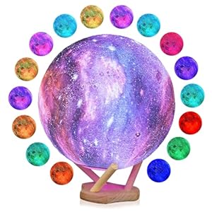 ANNMEONZ Nachtlichter, Mondlampe, 16 Farben, LED-Mondlicht mit Ständer, Fernbedienung und Touch-Steuerung und wiederaufladbar über USB, Nachtlicht für Baby, Kinder, Liebhaber, Geburtstagsparty,