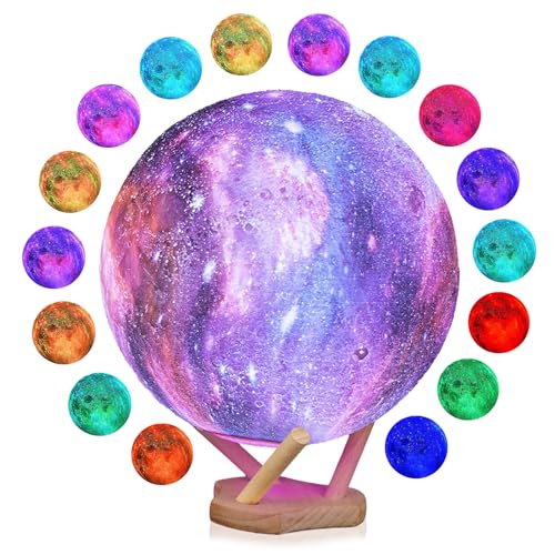 ANNMEONZ Nachtlichter, Mondlampe, 16 Farben, LED-Mondlicht mit Ständer, Fernbedienung und Touch-Steuerung und wiederaufladbar über USB, Nachtlicht für Baby, Kinder, Liebhaber, Geburtstagsparty,