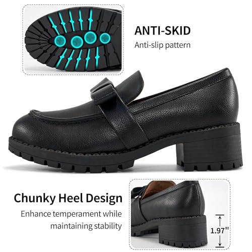 Image of HARENCE Platform Loafers for Women Dressy: Casual Comfortable Slip On Chunky Loafer Walking Penny Work Business Office Shoes