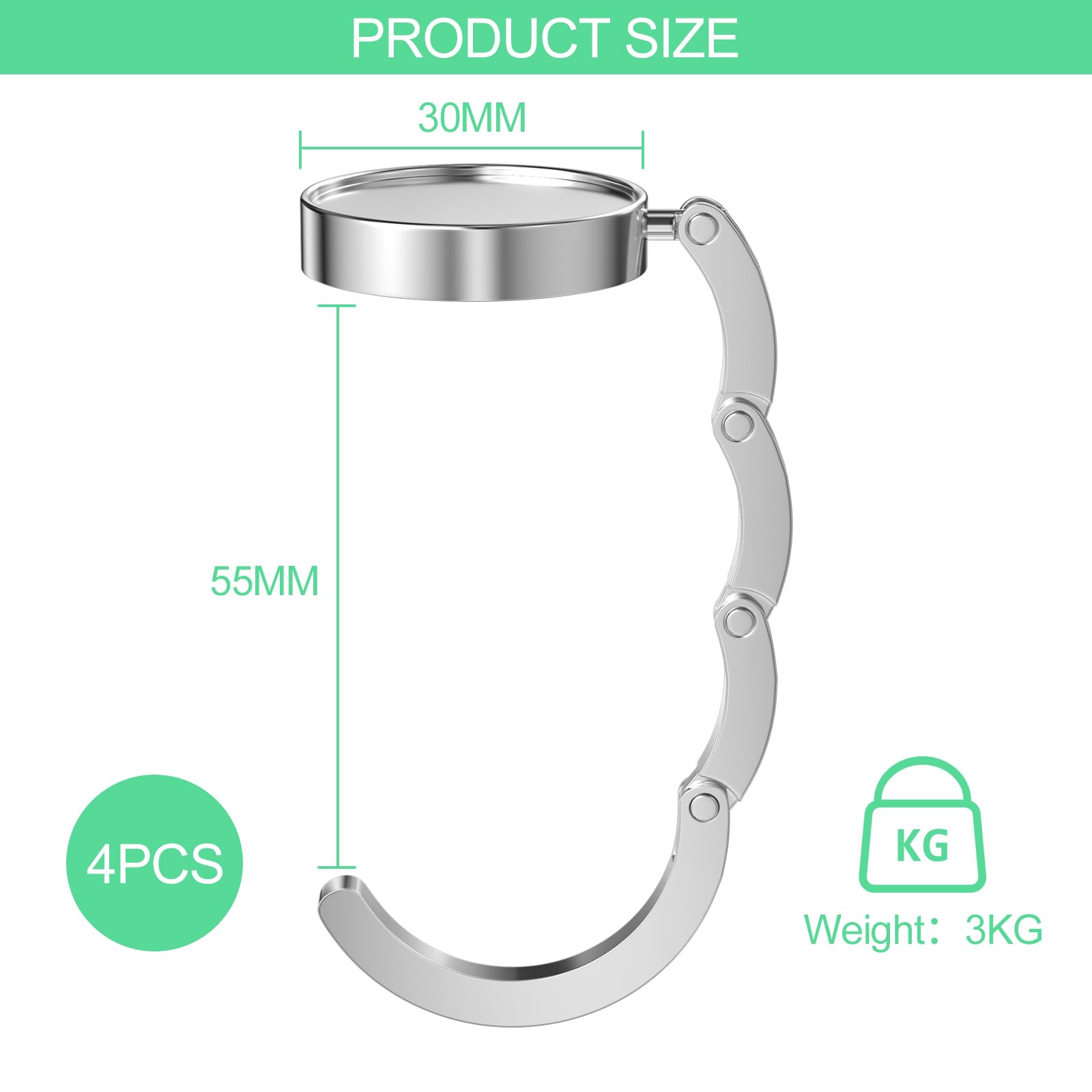 Ganci Da Tavolo Per Borse Pieghevoli - 4 Pezzi Antiscivolo, Porta Borse Pratico E Compatto