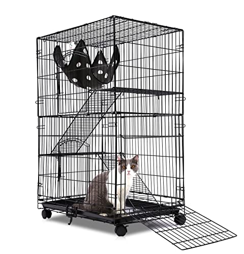 Homey Pet Inc Folding Wire Cat Ferret Habitat Crate With Casters,Tray And Hammock #TOP2