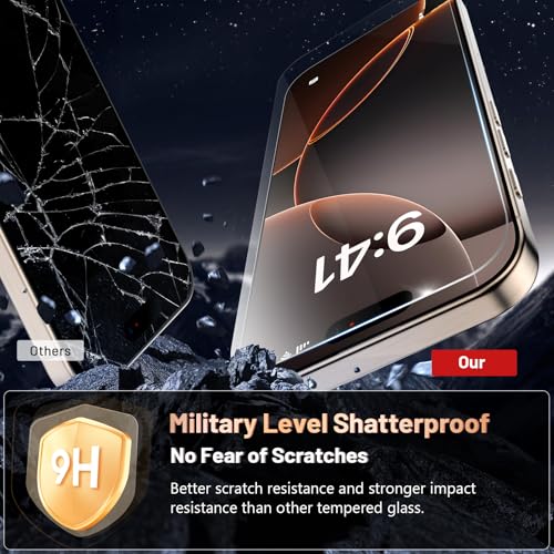 Image of SHILD (Pack of 2 Tempered Glass Screen Protector for iPhone 16 Pro (6.3-inch) | 9H Hardness | HD Clarity | Easy Installation Tray | Scratch & Impact Resistant | Military-Grade Shatterproof