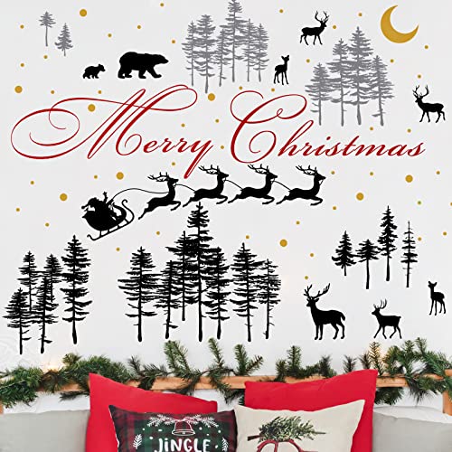 Vinilos decorativos de pared de Navidad 3 hojas bosque infantil miniatura 7