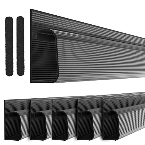 J Channel Cable Raceway Kit - Computer Desk Cable Management System - 6X 16'' Black Under Table Cable Management Trays for Office and Home