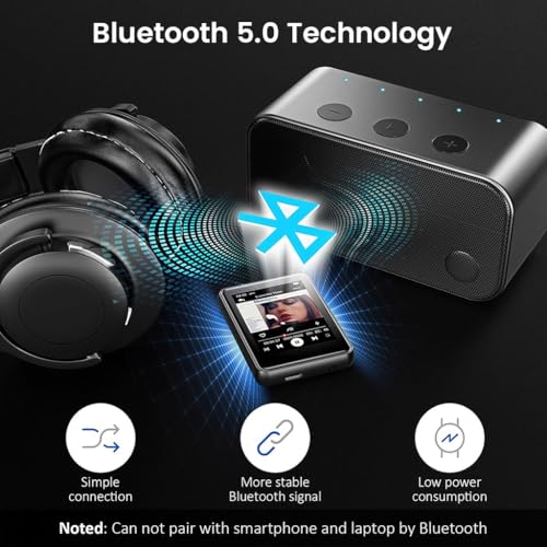 Image of AUDIOCULAR M51 Portable MP3 Player with Bluetooth 5.0, 32GB MicroSD (Expandable to 128GB), 2.4 inch Touch Screen, Voice Recording, Built-in Speaker, Type-C Port, Video Playback, E-Book, Alarm (Black)
