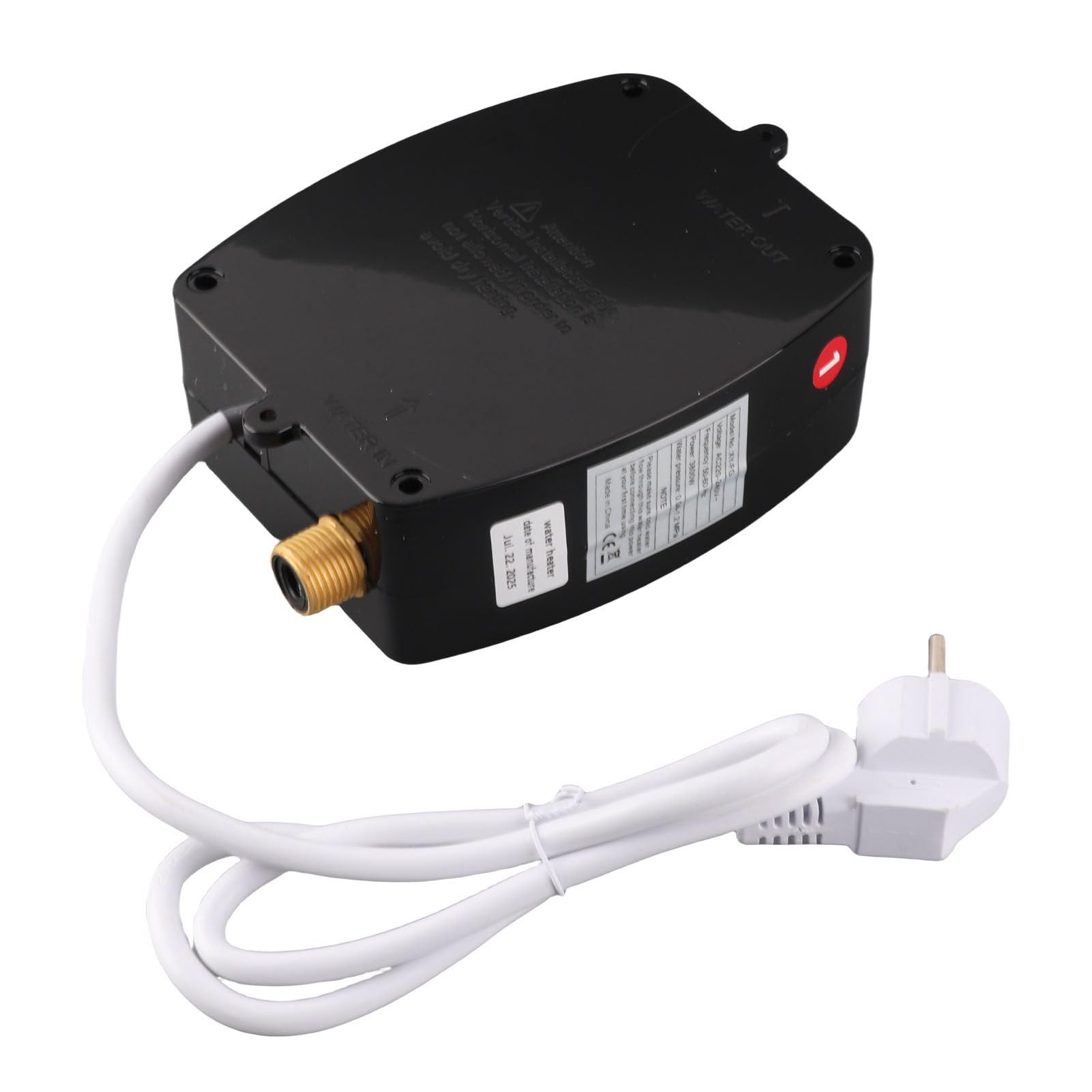 Ausla Mini Bojler 3800 W, Mosiężny Wlot i Wylot, Sterowanie za pomocą Ekranu Dotykowego, Grzejnik Elektryczny do łazienki i Kuchni (Wtyczka UE 220 V)