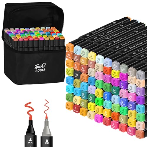 Alcohol Markers 80 Colors Dual Tip Art Marker Drawing Sketching Coloring Artist Pens and Underlining Art Markers for Adults Drawing Marker Coloring Painting Perfect with Broad and Fine Tips for Adult