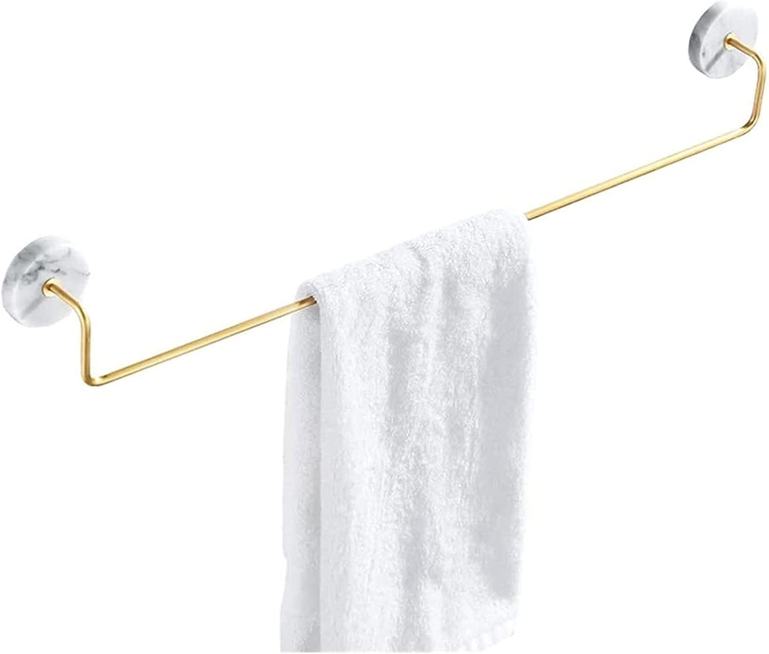 Porte-serviettes de bain tige simple en cuivre et étagère marbre