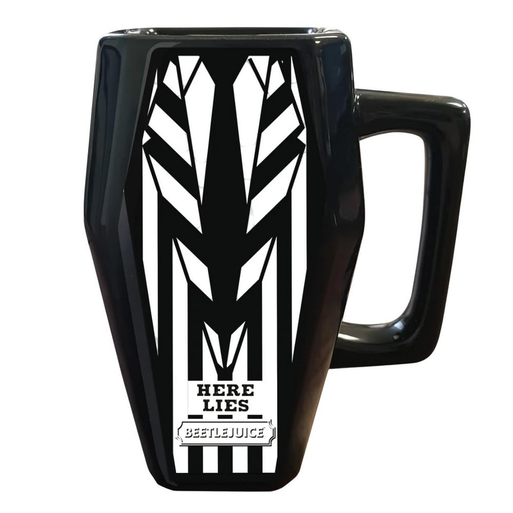 Beetlejuice Coffin Mug – Official Beetlejuice Ceramic Mug, Unique Coffin Shape, for Fans of Tim Burton's Film, Perfect for Hot Drinks, Great for Home, Office, or Collectors