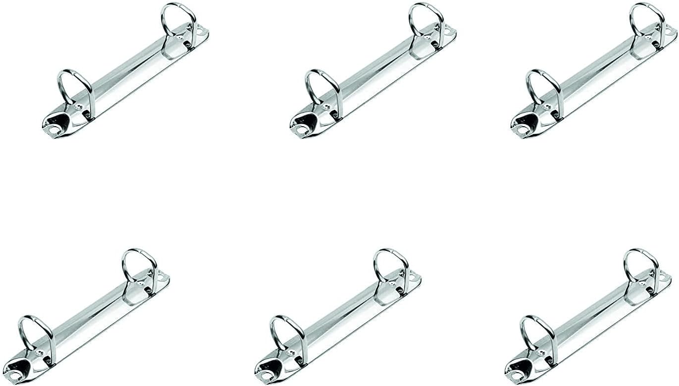 INNAXA 2 D-Rings 6Pcs Metal Ring Binder Mechanism, 2 D-Rings, 1 1/4 Inch Capacity, 5 1/4 inch Sheet Size, 26mm Base, No Boosters