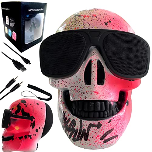 Enceinte Bluetooth | Tête de Mort Design Street Art | Crâne Décoration | Cadeau Original | Peinture Aérosol Fait Main | 13x10x13cm | Haut Parleur sans Fil | Musique Portable | Compatible Android iOS Cover