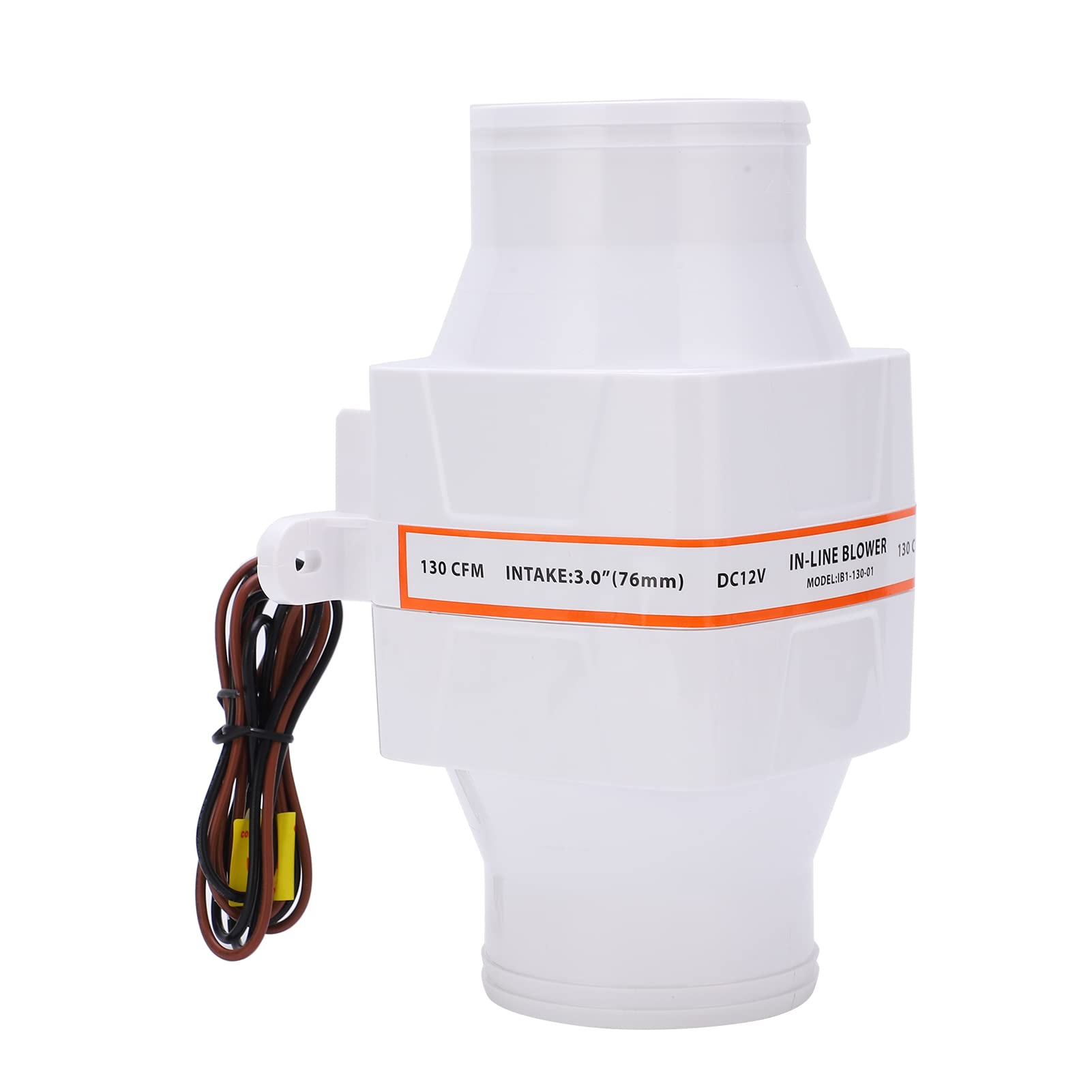 Ejoyous Ventilatore in Linea, aspiratore Silenzioso da 75 mm Ventilatore Tubolare Bianco da 12 V, Ventola di sentina per Ventilazione Barca