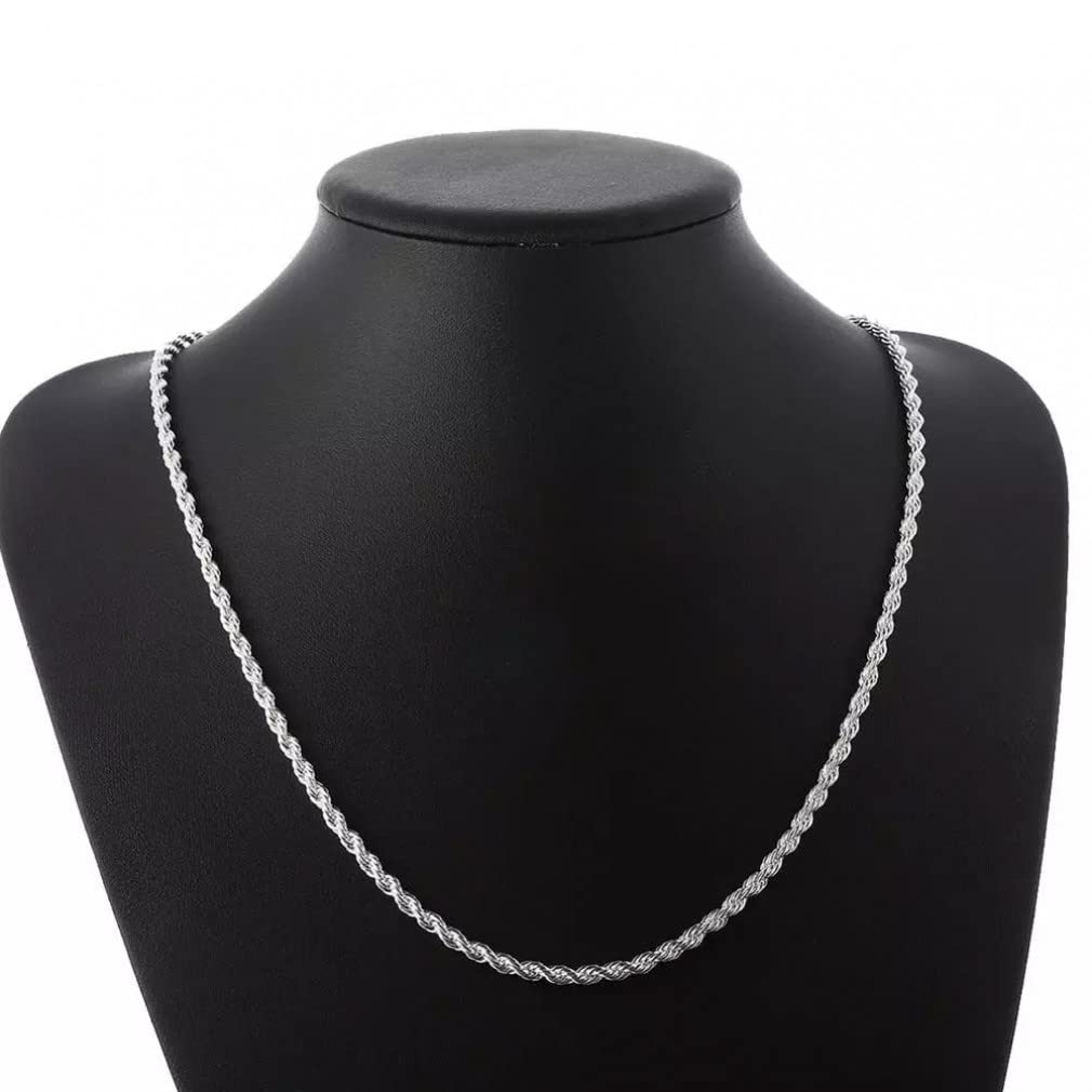 Silver 4mm Zircon Necklace for Men and Women - 16-30 cm