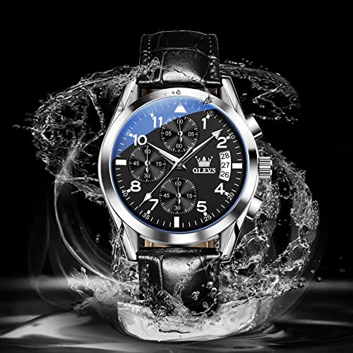 Image of OLEVS Mens Watches Stylish Chronograph Waterproof Luminous Silicon Strap Multifunction Watches for Men Business Men Wrist Watch